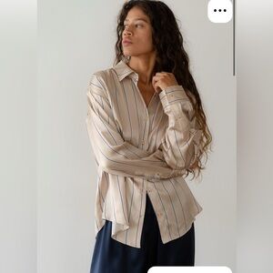 DONNI. The Silk Pinstripe Shirt SIZE M